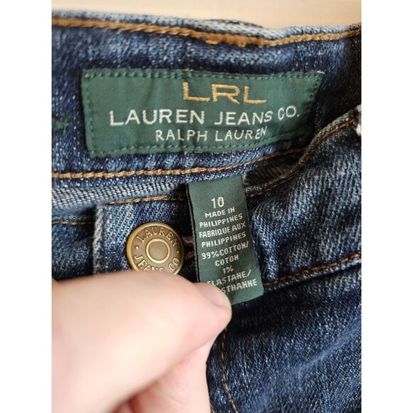 LRL Lauren Jeans Co Blue Jeans Dark Wash Size 10 Ralph Lauren Straight Leg - Picture 3 of 5